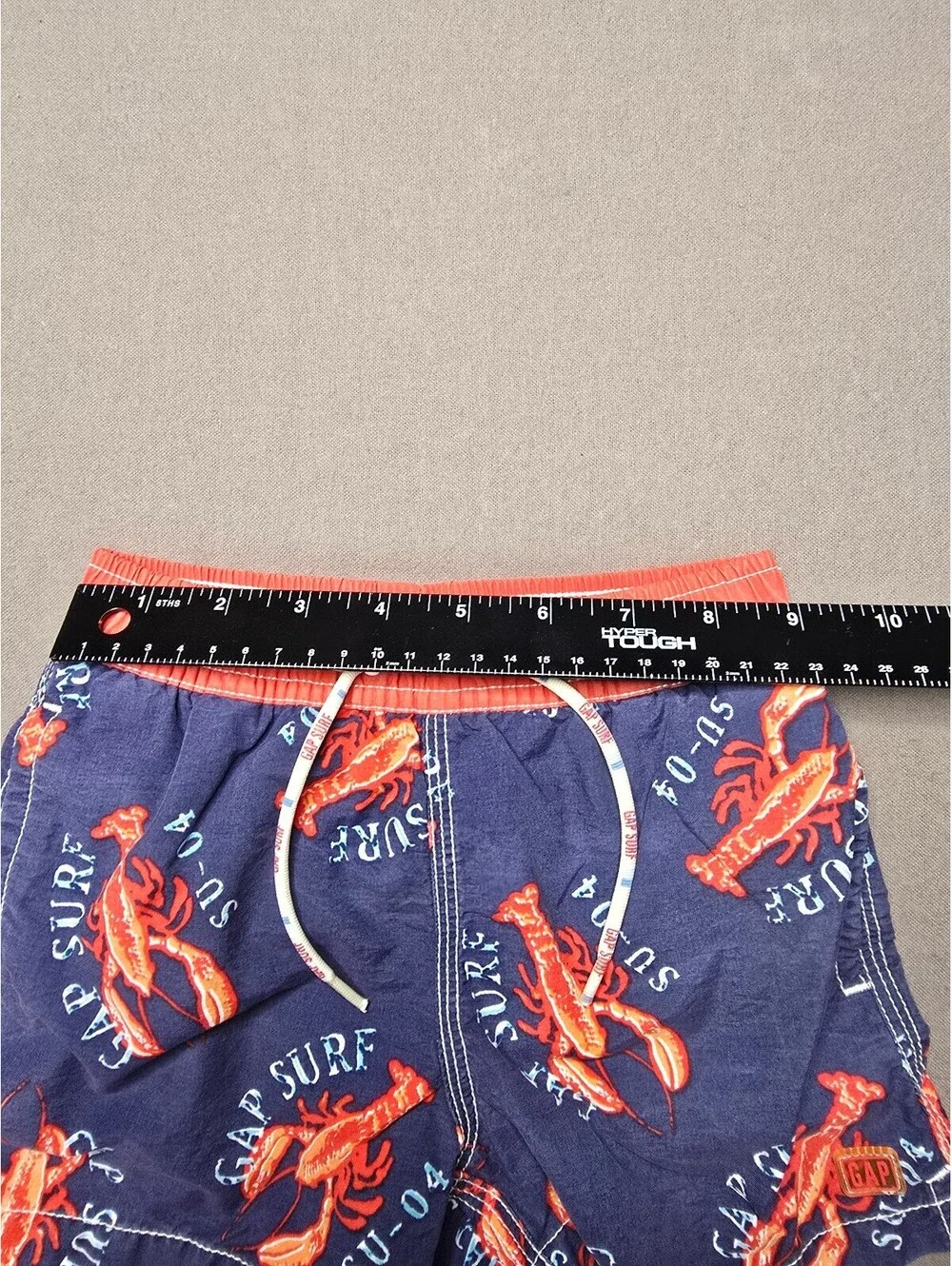 Baby Gap Toddler Lobster Print Swim Trunks 12-18 Months Blue Red Lined Beach